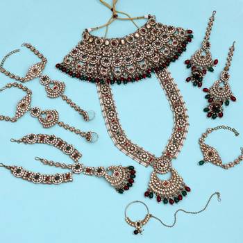 Maroon & green color kundan dulhan set 1