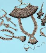 Maroon & green color kundan dulhan set