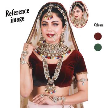 Maroon & green color kundan dulhan set 4