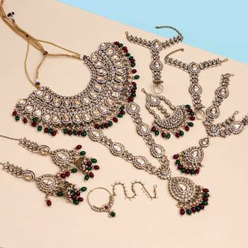 Maroon & green color kundan dulhan set 1