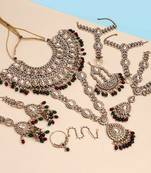 Maroon & green color kundan dulhan set