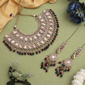 Maroon & green color kundan dulhan set 3