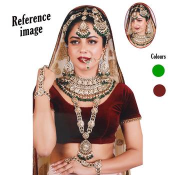 Maroon & green color kundan dulhan set 4
