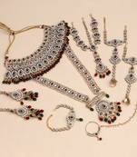 Maroon & green color kundan dulhan set