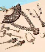 Maroon & green color meena work kundan dulhan set