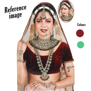 Maroon & green color meena work kundan dulhan set 4