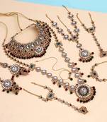Maroon & green color meena work kundan dulhan set
