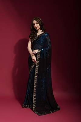 Georgette sequence work saree 1