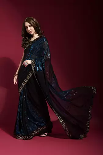 Georgette sequence work saree