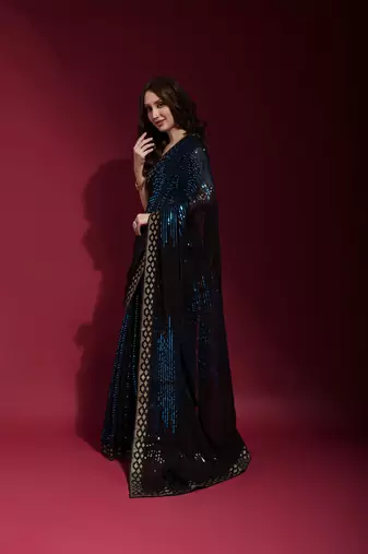 Georgette sequence work saree