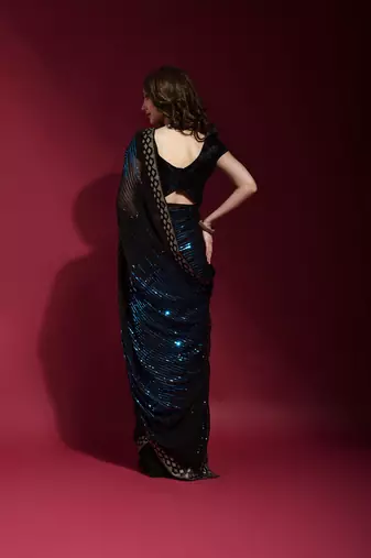 Georgette sequence work saree