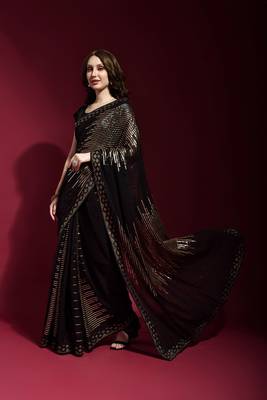 Georgette sequence work saree 3