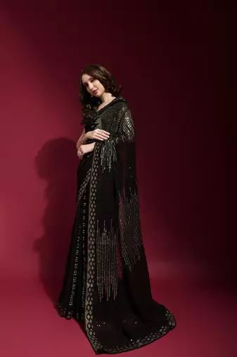 Georgette sequence work saree