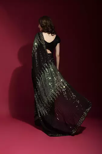 Georgette sequence work saree