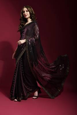 Georgette sequence work saree 1