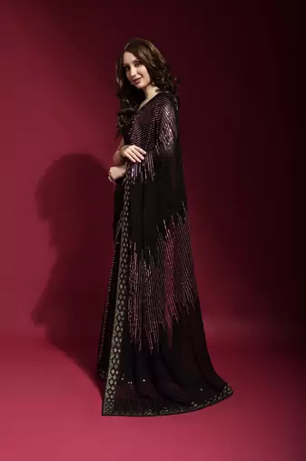 Georgette sequence work saree