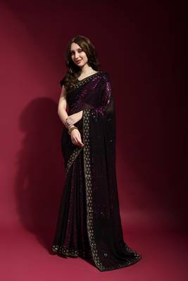 Georgette sequence work saree 1