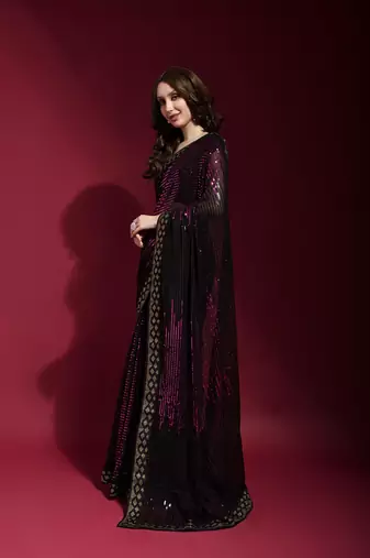 Georgette sequence work saree