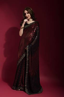 Georgette sequence work saree 1
