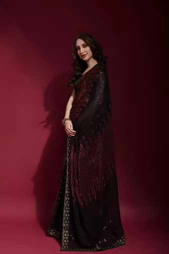Georgette sequence work saree