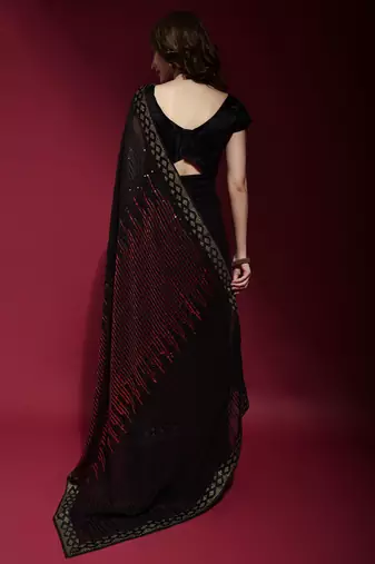 Georgette sequence work saree