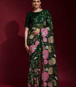 Georgette floral sequence work saree
