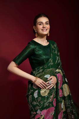 Georgette floral sequence work saree 4