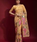 Georgette floral sequence work saree