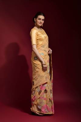 Georgette floral sequence work saree 3