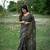 Black Khadi Tussar Silk Saree With Thread Work And Multicolour Kantha Stitch Border With Blouse