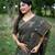 Black Khadi Tussar Silk Saree With Thread Work And Multicolour Kantha Stitch Border With Blouse