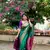 Green Banarasi style silk Blend contrust zari Border & Pallu Threads work Saree with Blouse