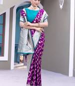 Purple Benarasi Semi Satin Silk Saree,Blouse-not As Per Image 