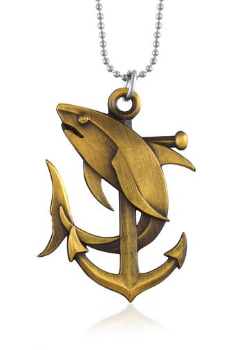 Memoir brass antique gold anchor dolphin pendant