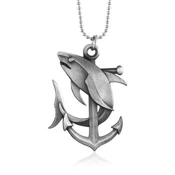 Memoir brass antique silver anchor dolphin pendant 1