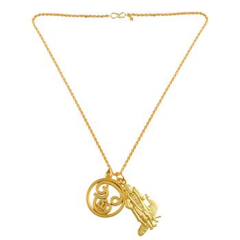 Memoir brass gold murugan with tamil om south india god pendant 2