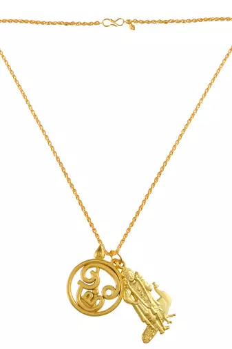 Memoir brass gold murugan with tamil om south india god pendant