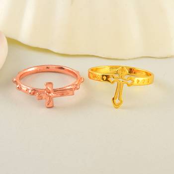 Memoir brass christian cross finger rings combo 2