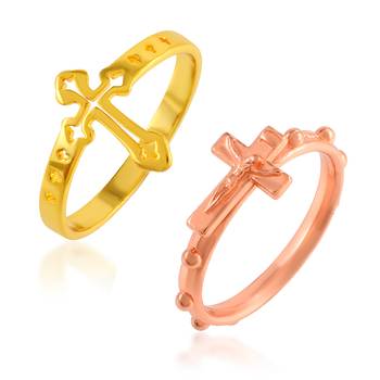 Memoir brass christian cross finger rings combo 1