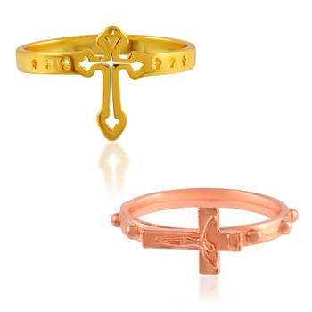 Memoir brass christian cross finger rings combo 3