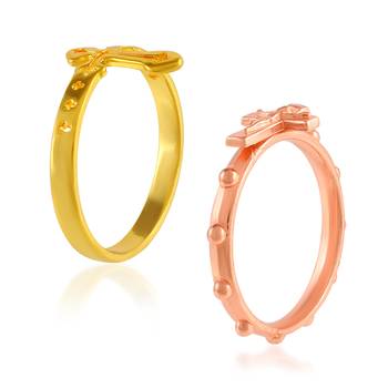 Memoir brass christian cross finger rings combo 4