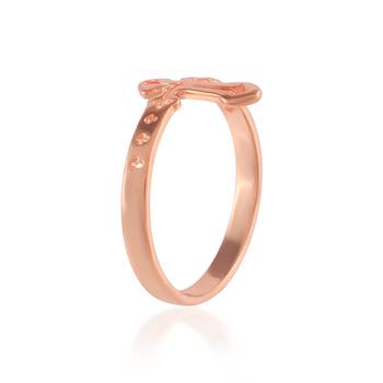 Dzine Trendz Brass Crucifix Ring - Rose Gold Finish, Traditional Design, Gold Plated 4