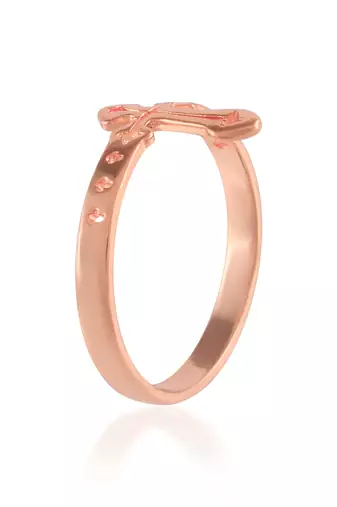 Dzine Trendz Brass Crucifix Ring - Rose Gold Finish, Traditional Design, Gold Plated