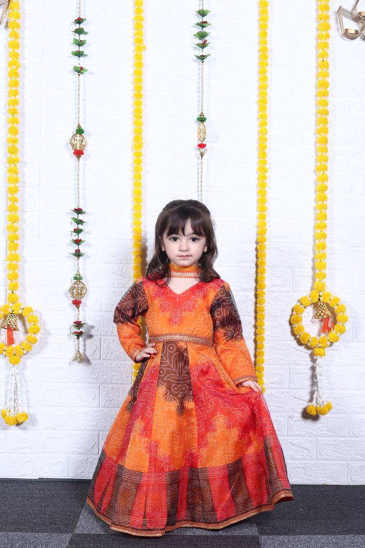 Multicolour bandhani anarkali Dress