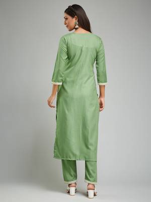Rayon Fabric Printed Work Kurta, Pant and Dupatta Set 2