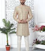 Peach jaqurd silk indo-western