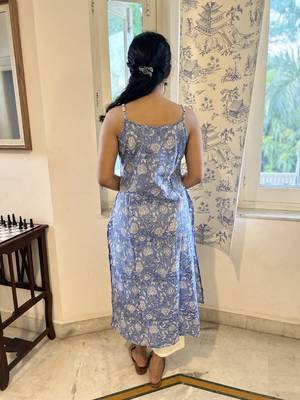 Light blue cotton block printed kurta 2
