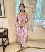 Candy pink cotton block printed kurta