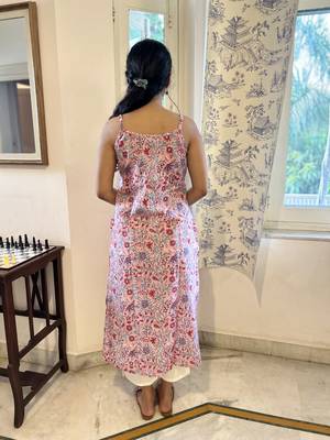 Candy pink cotton block printed kurta 2