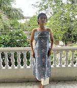 Steel blue cotton block printed kurta